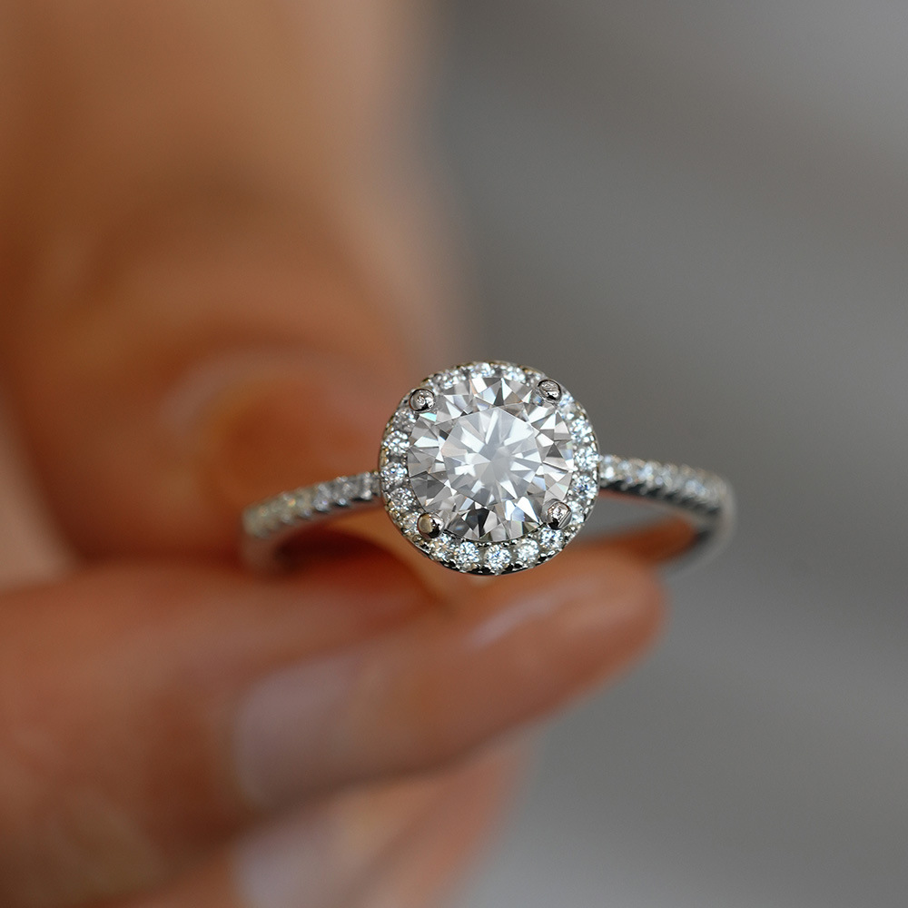 Picture of Moissanite ring s925 sterling silver ring 1 karat luxury round bag moisan women's factory cross-border exclusive