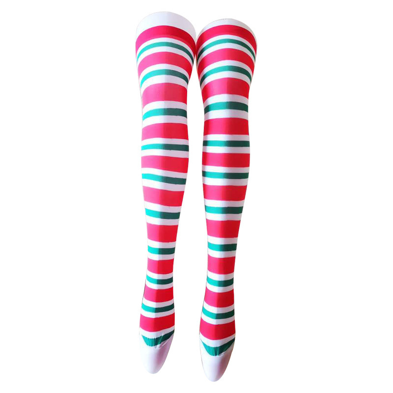 Picture of Halloween Christmas Striped Stockings Party Costume Accessories Over-the-Knee Stockings Striped Pantyhose