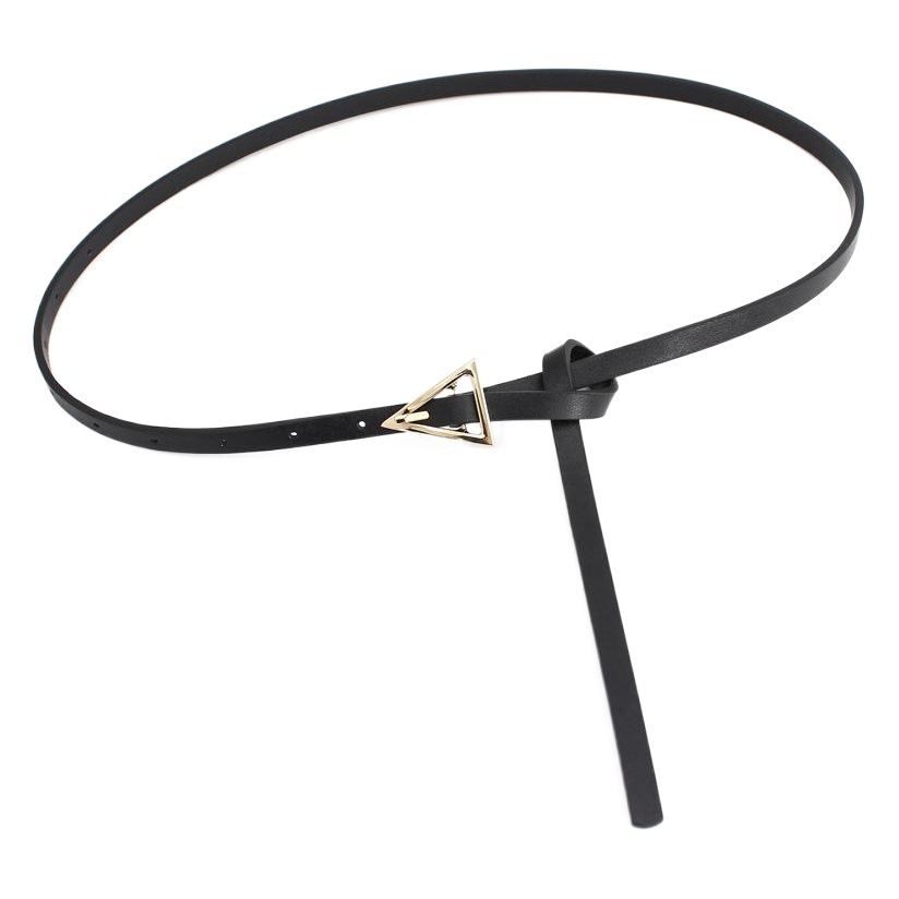 Women's Korean-style All-match Ins-style Geometric Triangle Japanese Button Jeans with Skirt Decoration Knot Thin Belt