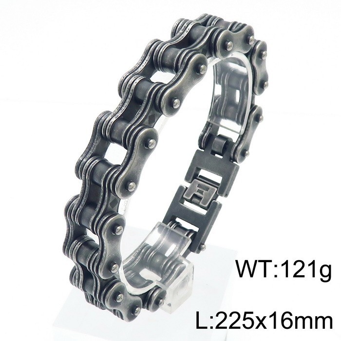 Picture of Cool Street Hip Hop Bicycle Chain Bracelet European and American Fashion Electroplated Titanium Steel Men's Motorcycle Bracelet