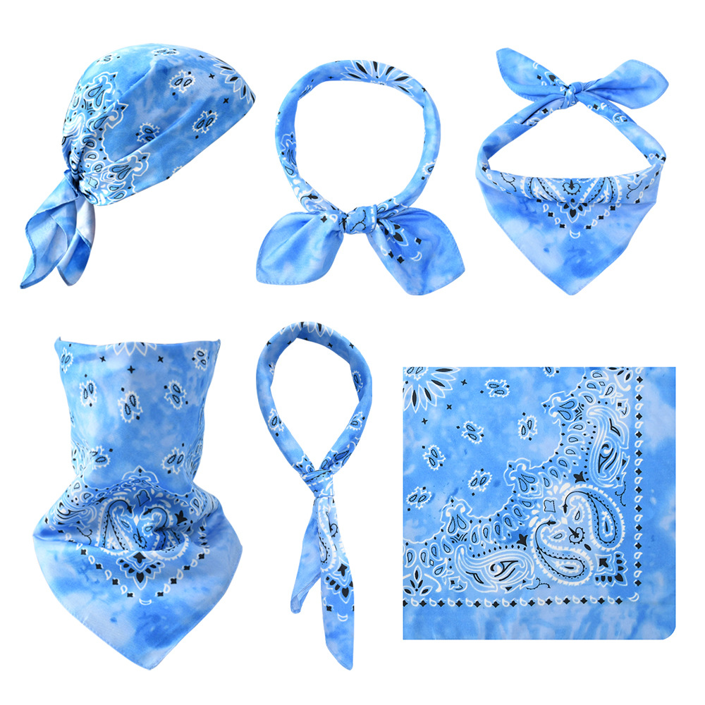Picture of European and American cross-border all-match tie-dyed polyester melon seeds flower outdoor sports scarf ameikaji motorcycle all-match square scarf