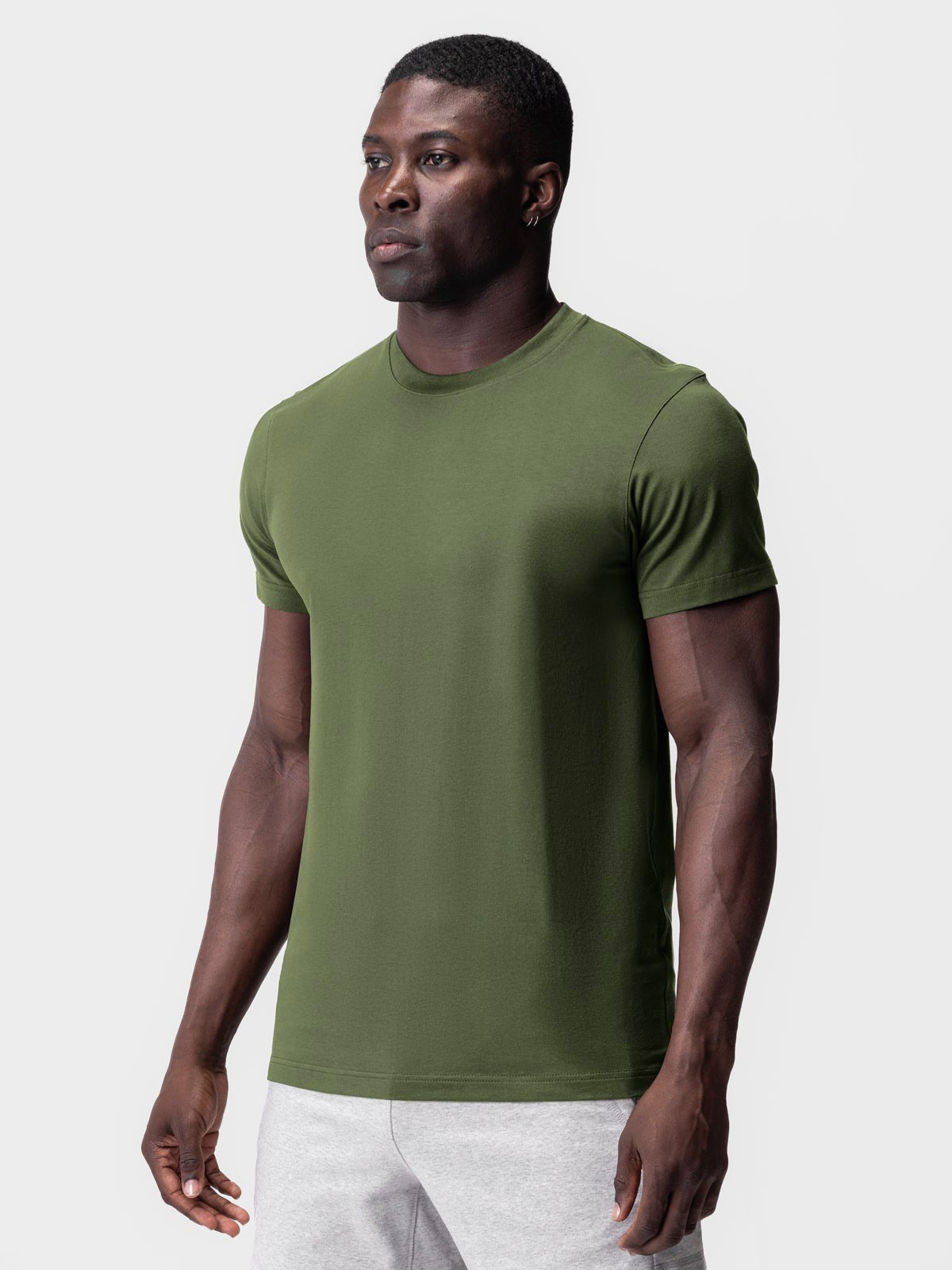 Cross-Border Summer European and American Slim Sports Fitness Short-Sleeved Men's Ice-Feel Cotton Polyester Elastic Moisture-Wicking Round Neck T-Shirt