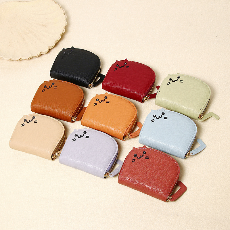 Cross-Border Hot Selling 2025 New Cat Short Wallet for Women Cute Multi-Card Slot Accordion Card Holder Cartoon Coin Purse