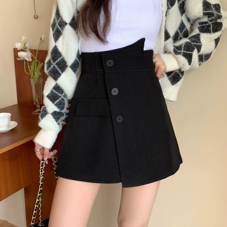 Autumn and Winter Irregular Suit Short Pants Skirt Women's Small 2024 Spring New High Waist Hip A- Line Skirt