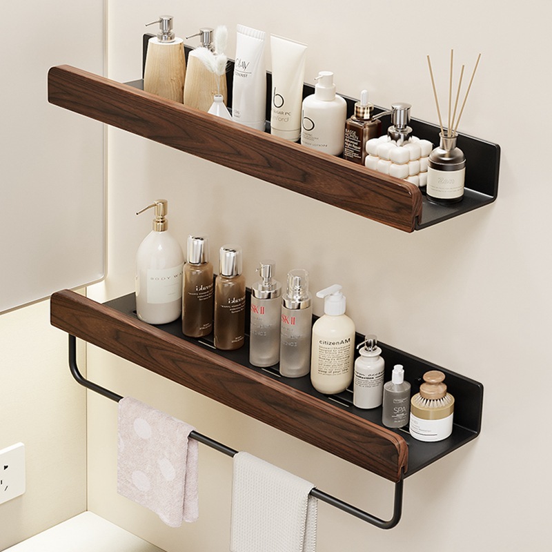 Walnut Bathroom Bathroom Storage Rack Toilet Wash Desk Toilet Wall Hole-Free Storage Shelf