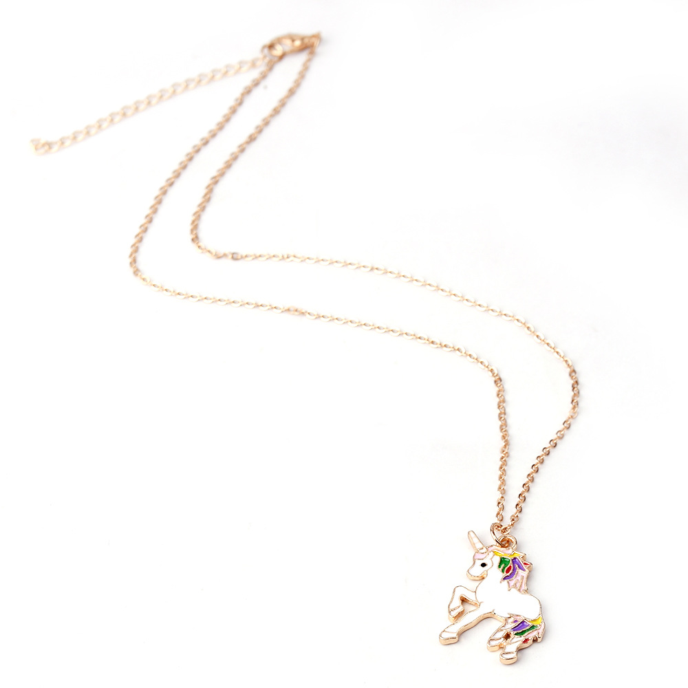 Picture of Europe and the United States cross-border jewelry wish New drop oil color unicorn necklace temperament women's clavicle chain long sweater chain
