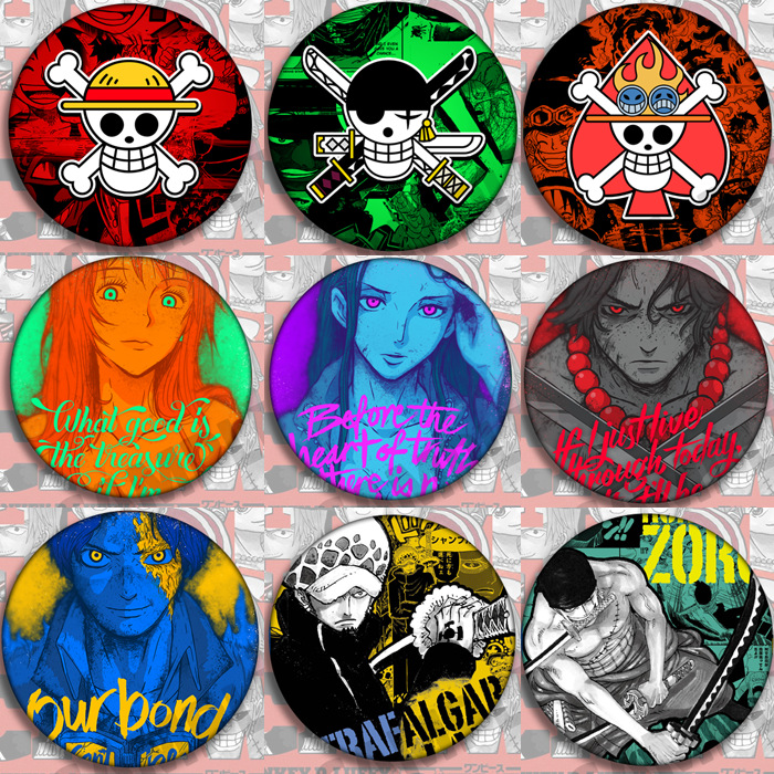 One Piece Surrounding Badge Tinplate Badge Jewelry Pendant Luffy Essolon Saborona Mei Robin is