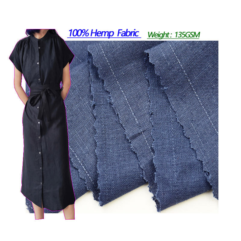 100% Hemp Men's Shirt Fabric Summer Japanese Style Dress Hemp Fabric Mid-Length Skirt Women's Fabric