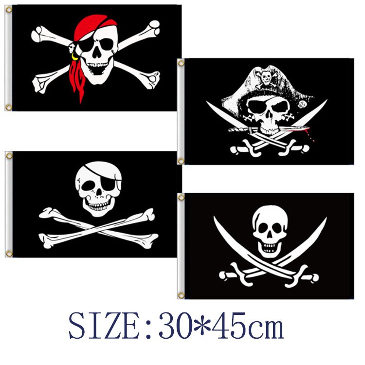 Picture of Foreign trade supply 30x 45CM pirate flag skeleton flag bar haunted house KTV Halloween hanging cloth