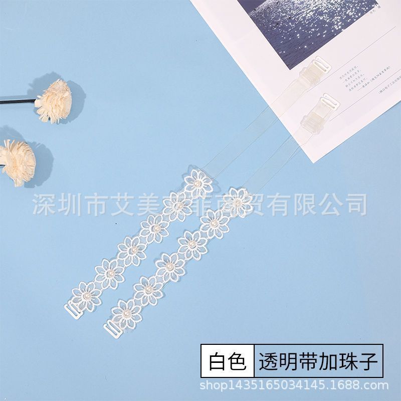 Picture of High-value pearl lace shoulder strap underwear strap off-line collar shoulder adjustable exposed transparent beautiful back bra strap