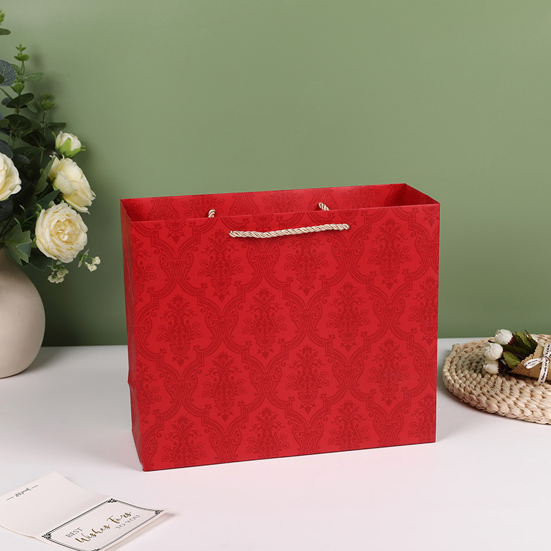 Picture of in stock Grey Marble Tote Bag Simple Business Tote Bag Square Gift Bag Hand Gift Bag Paper Bag