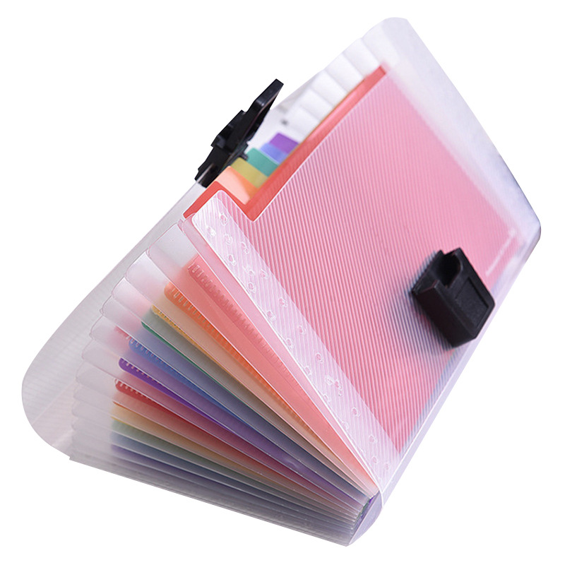 Picture of Rainbow organ bag folder file clip plastic rope bundle office A6 mini bill bag 13 storage clip wholesale