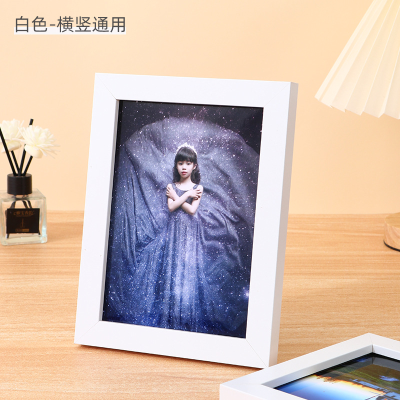 Picture of Simple wooden photo frame table 6 inch 7 inch 8 inch 10 inch puzzle photo album frame wholesale A4 children's picture frame wall