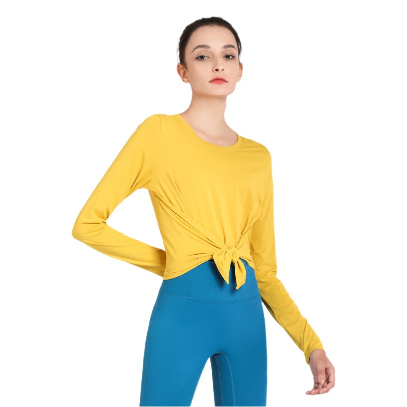 Nude Fashion Multi-Wear Fitness Clothing Training Long-Sleeved Running Tops European and American Spring and Summer Yoga Clothing for Women Wholesale