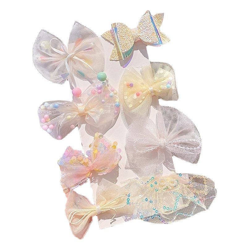 Gauze Bow Hairpin Children Korean Girl Side Clip Cute Princess Hairpin Pink Hairpin Pearl Hair Accessories
