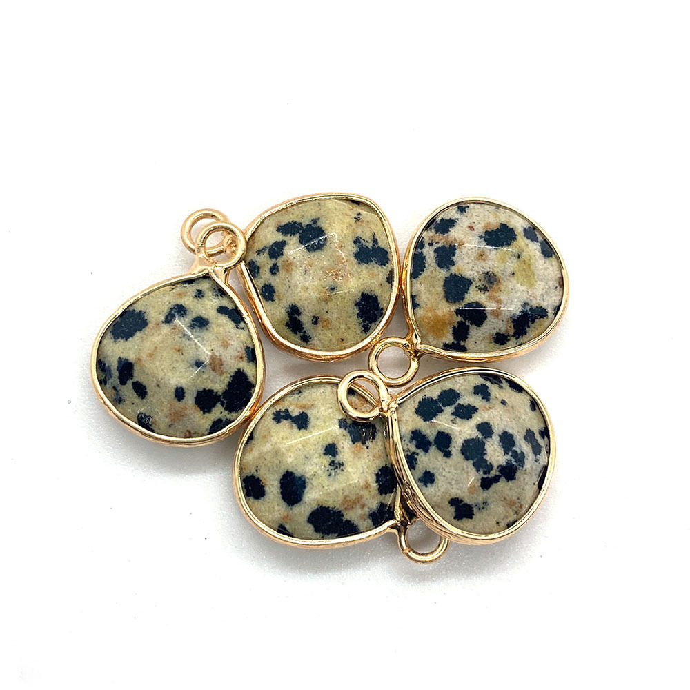 Picture of Natural stone facet pendant 14x 18mm green black single hole drop pendant DIY jewelry accessories wholesale