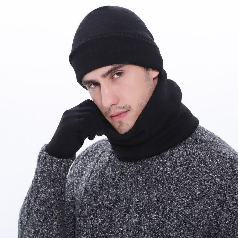Picture of Cross-border exclusive winter Amazon European and American wool scarf thickened warm knitted hat scarf gloves three-piece set