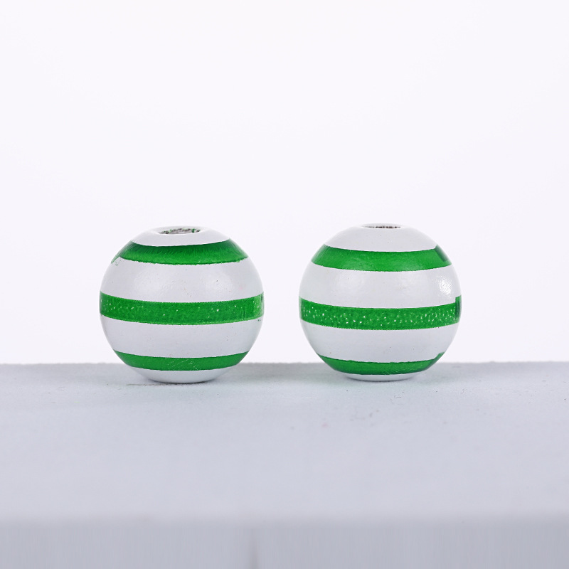 Picture of Cross-border hot sale 16mm Lotus round beads striped polka dot printed wooden beads children's beads DIY jewelry loose beads accessories