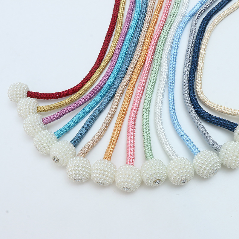 Picture of Curtain Tiebacks Wholesale Cross-Border No-Drill Large Pearl Magnetic Curtain Tiebacks Curtain Buckle Straps Curtain Accessories