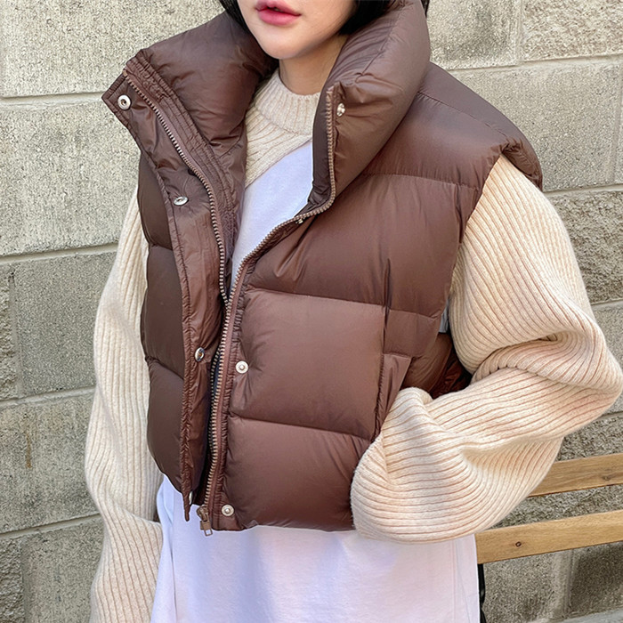 Korean chic Stand Collar Warm Bread Jacket Vest in Stock