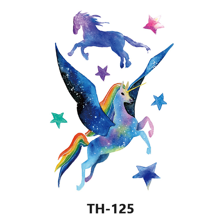 Picture of Cross-Border Manufacturer Wholesale Cartoon Color Tattoo Stickers Unicorn Black and White Animal Tiger Waterproof and Sweatproof Tattoo Stickers