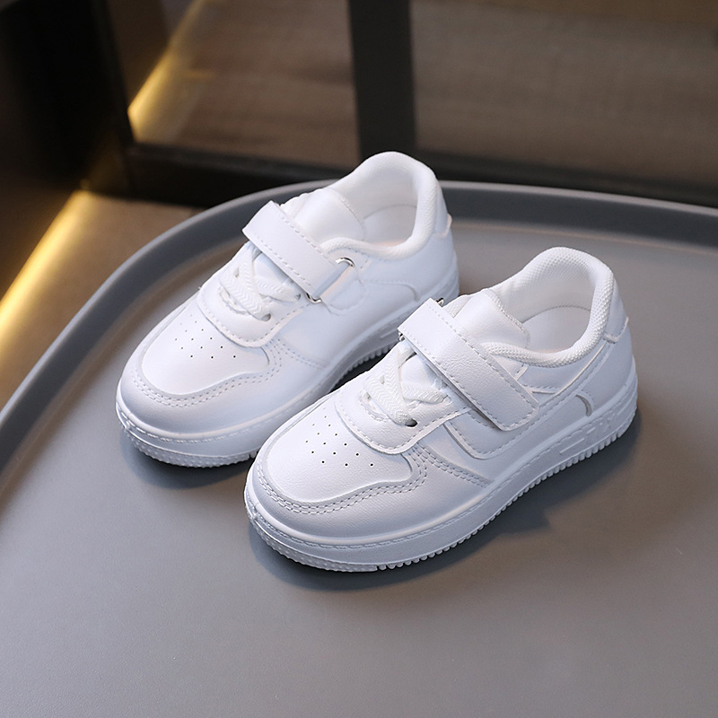 Picture of Children's White Shoes 2025 Spring & Fall Ultra-Light Boys' Sports Shoes Solid Sole Shoes Baby Girl Velcro Sneakers