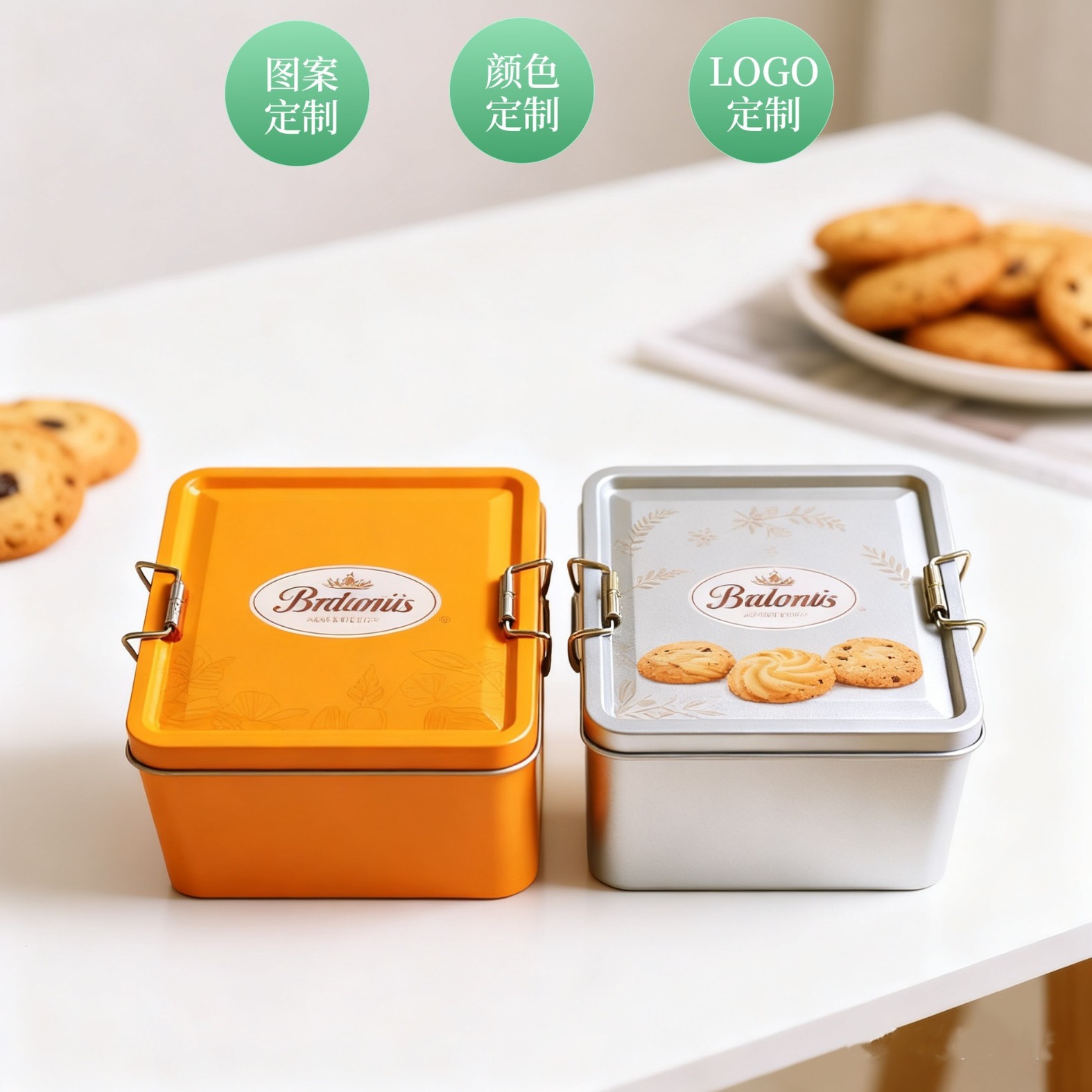 in stock Wholesale Square Vintage Tinplate Box Food Packaging Box Sealed Tea Cans Coffee Beans Storage Cans