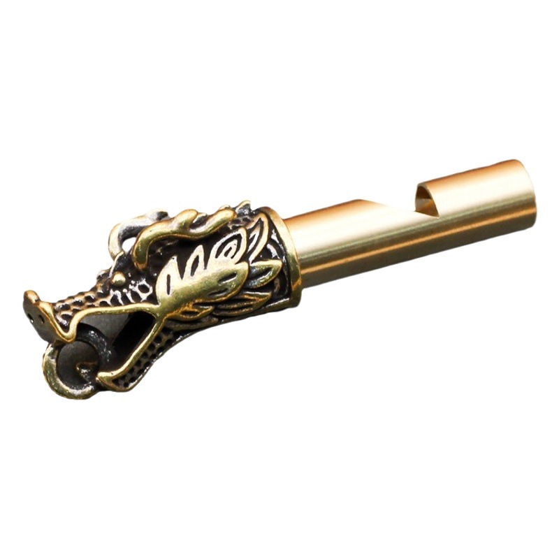 Handmade Retro Brass Faucet Whistle Car Keychain Pendant for Men and Women Outdoor Survival Whistle Hoist Necklace Hanging