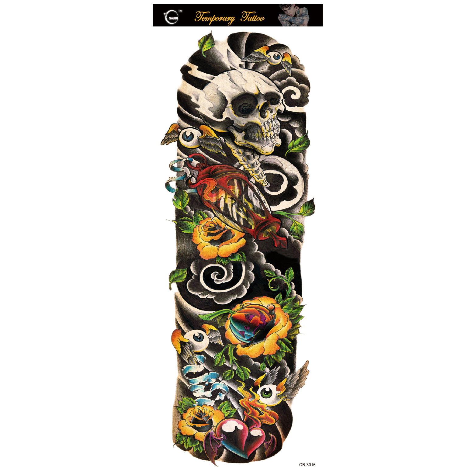 Picture of Large Flower Arm Tattoo Sticker Full Arm Waterproof Tattoo Temporary 400 Optional Full Arm Tattoo Sticker