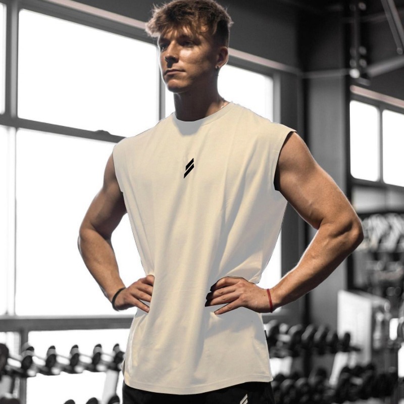 Summer Fitness Muscle Sports Vest Men's Breathable Moisture Absorption Loose Training Sleeveless Quick-drying Waistcoat Short-sleeved Fitness Clothes