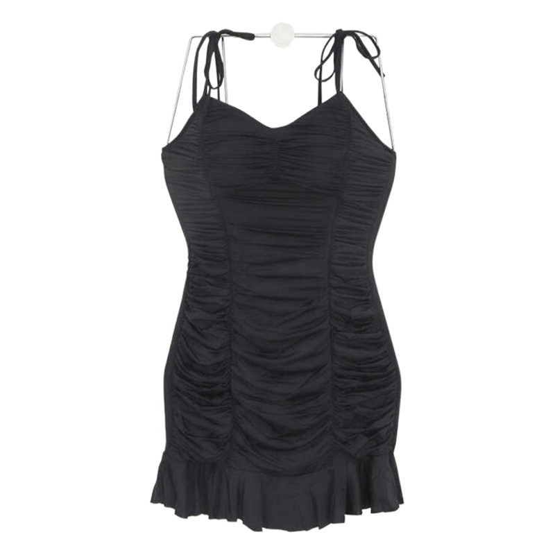 2022 South Korea New Style Conservative Swimwear Belly Backless Fashionable Solid Color Sexy Pleated Style Swimwear Women's Swimwear