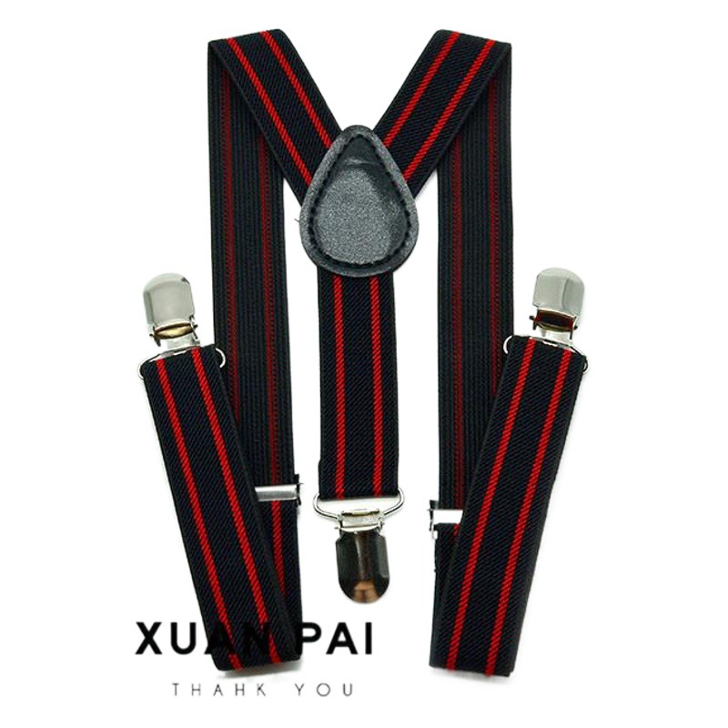 Children's 2.5cm Strap Clip Vintage Striped Series Boys and Girls Universal Suspender Belt Baby Autumn and Winter Pants Clip