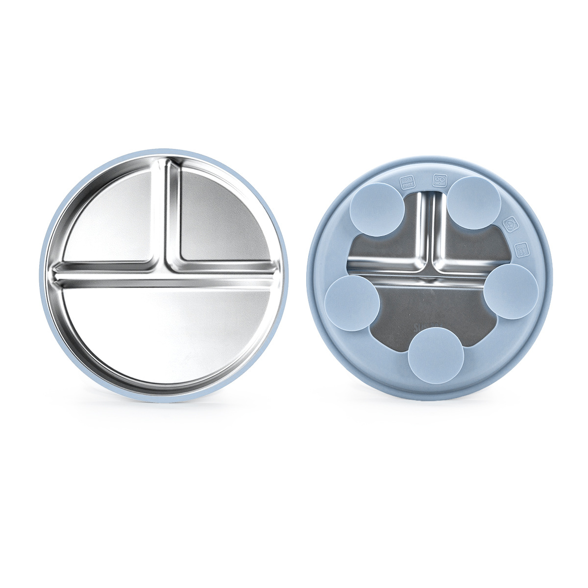 Picture of Cross-Border Baby Dinner Plate Baby Suction Cup Kidsren's Tableware Set Divided Plate Anti-Fall 304 Stainless Steel Silicone Bowl