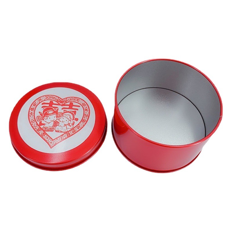 Round Tinplate Box Wedding Creative Candy Jar Hand-made Basque Cheese Chocolate Wedding Candy Iron Jar
