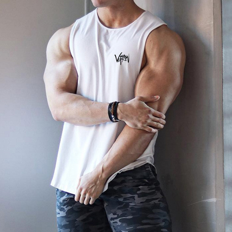 Quick-drying Men's Summer 2021 New Fashion Brand ins Slim-fit Sports Breathable Running Fitness Waistcoat Sleeveless T-shirt