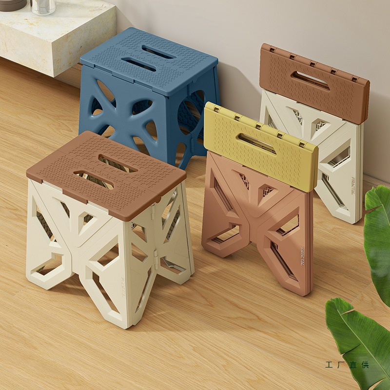 Portable plastic folding stool outdoor camping convenient children's small bench home chair fishing stool adult maza