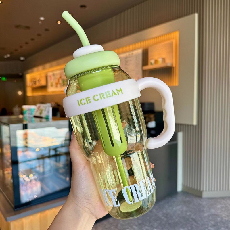 Picture of Lucky Belly Cup Large Capacity Big Mac Water Cup Tea Leakage Scented Tea Suction Tube Cup High Color Value Handle Convenient Ice Cup