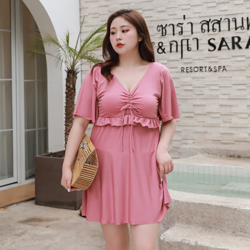 2025 New One-Piece Swimsuit Women's Slimming Belly Covering Korean Loose Plus Fat Conservative Plus Size Fat Girl Separates Swimsuit