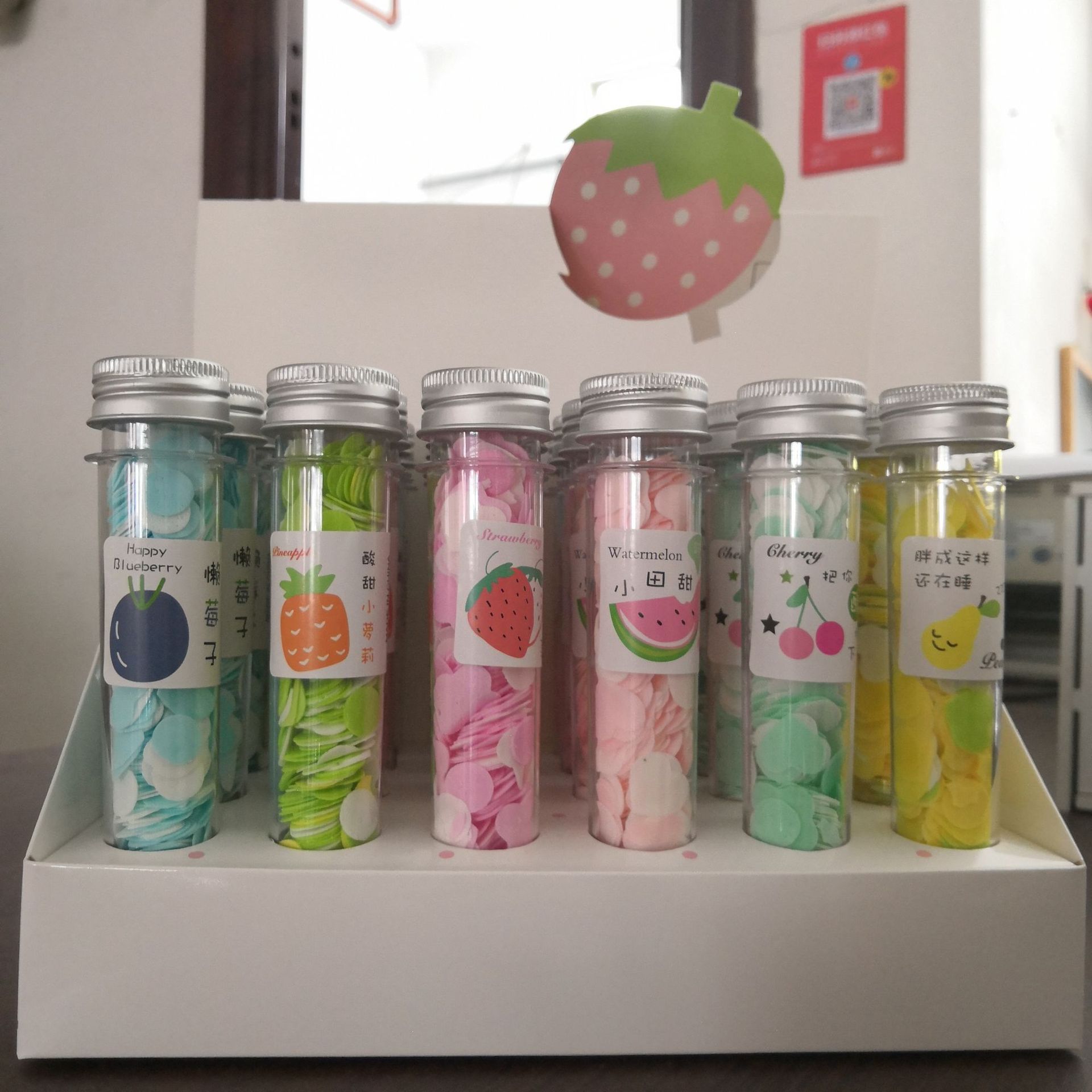 Picture of Outdoor portable hand washing travel disposable paper soap piece test tube soap Flower soap paper bottled Flower soap piece