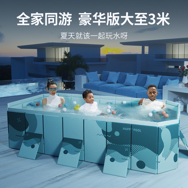 Picture of Inflatable-Free Pool Outdoor Stand-Up Pool Foldable Water Play Pool for Children, Foldable and Portable