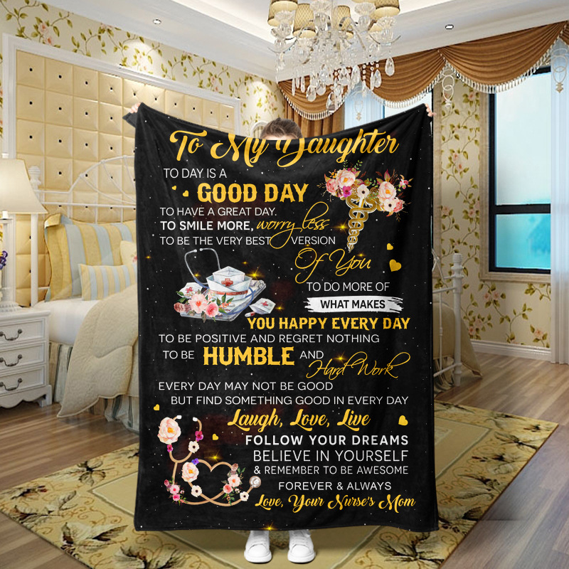 Picture of Family love teachers and students girlfriends love message flannel blanket summer air conditioning blanket autumn and winter nap printing blanket