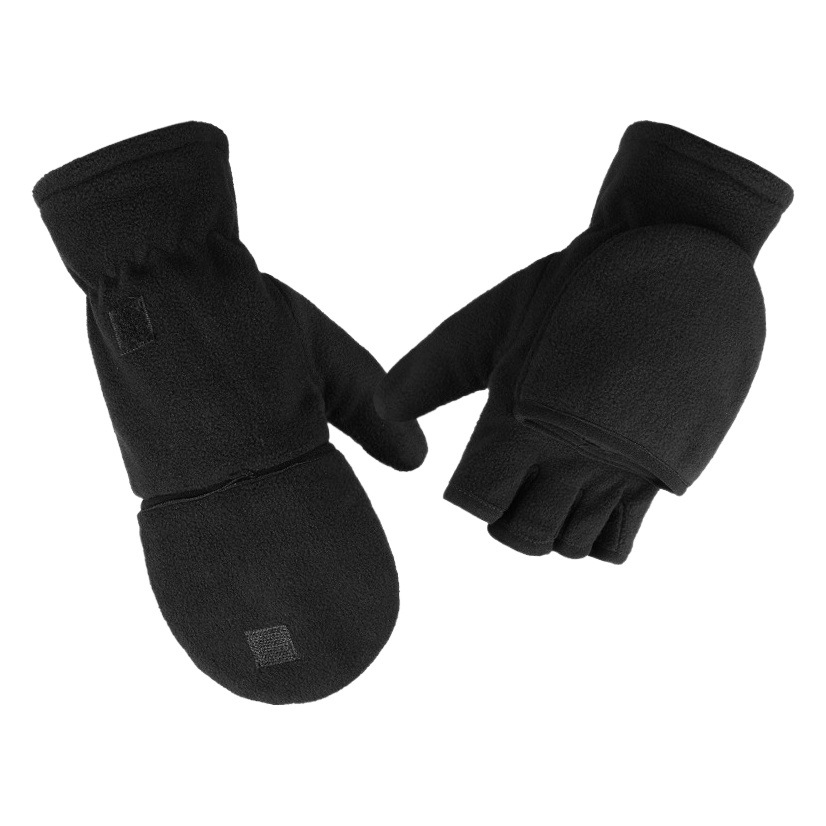 Picture of Foreign Trade in stock Warm Gloves Autumn and Winter Half Finger Flip Cover Take-out Rider Office Photography Fingers Fleece Gloves for Men and Women