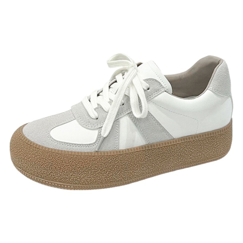 Genuine Leather Training Shoes Women's 2024 New Internet Celebrated Sports Sneakers Retro White Shoes Casual Inner Height Increase Forrest Gump Shoes
