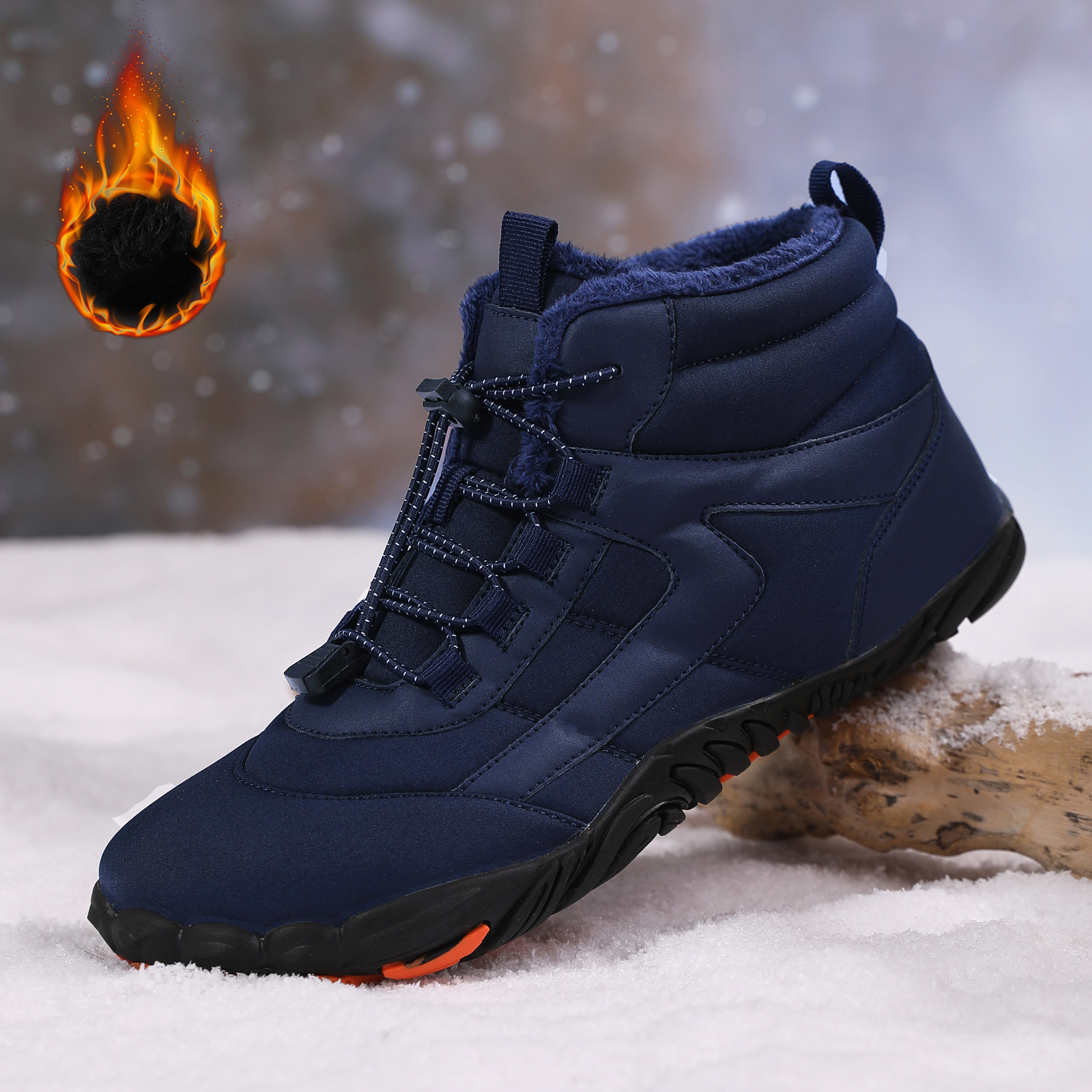 Cross-Border New Cotton Boots for Men and Women, Casual Cotton Shoes with Velvet and Thickeneding, Snow Boots, Warm Couple High-Top Cotton Shoes