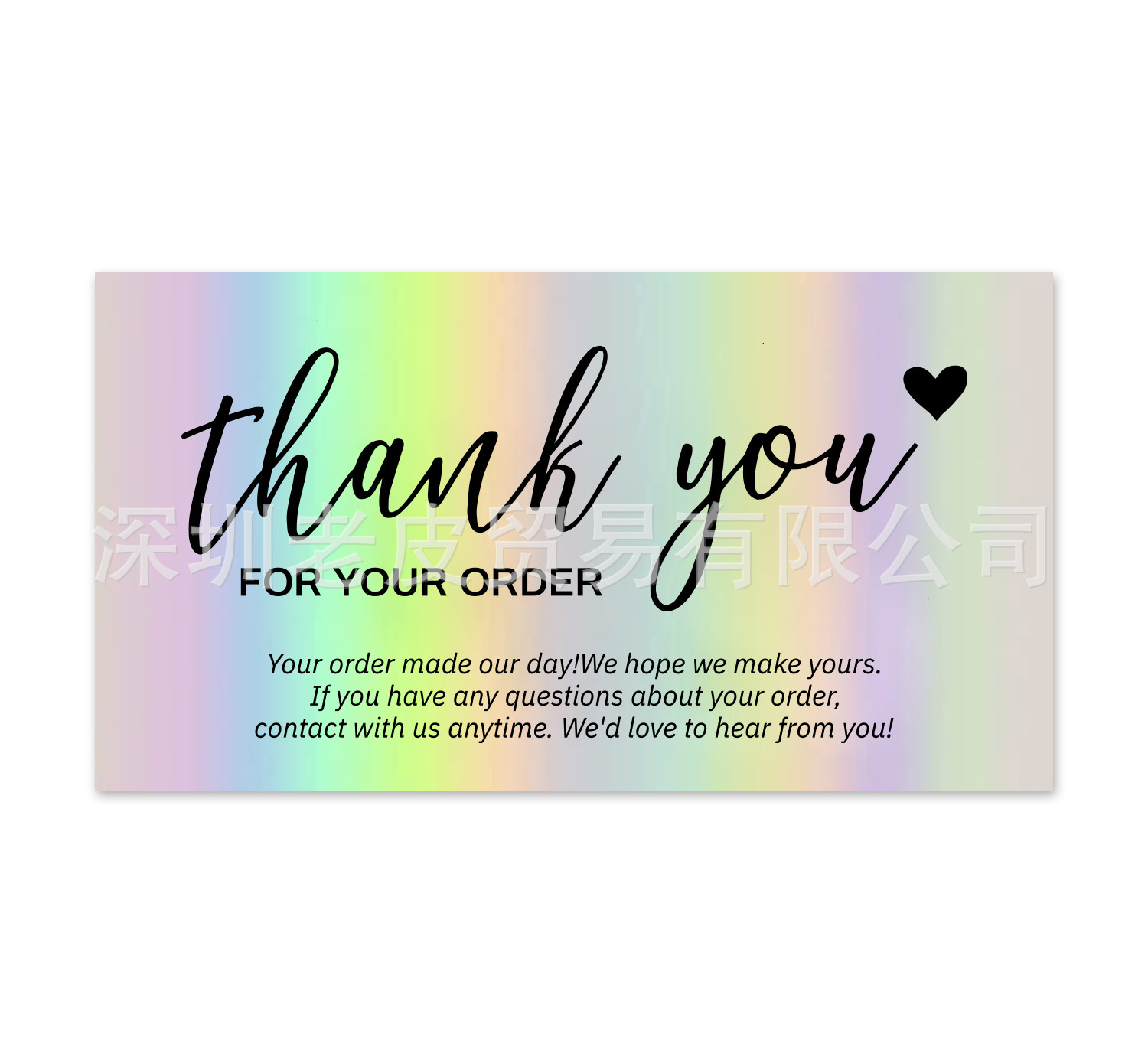Picture of 50 sheets/pack 9*5cm Laser rainbow thank you card gift packaging thank you card foreign trade cross-border wholesale
