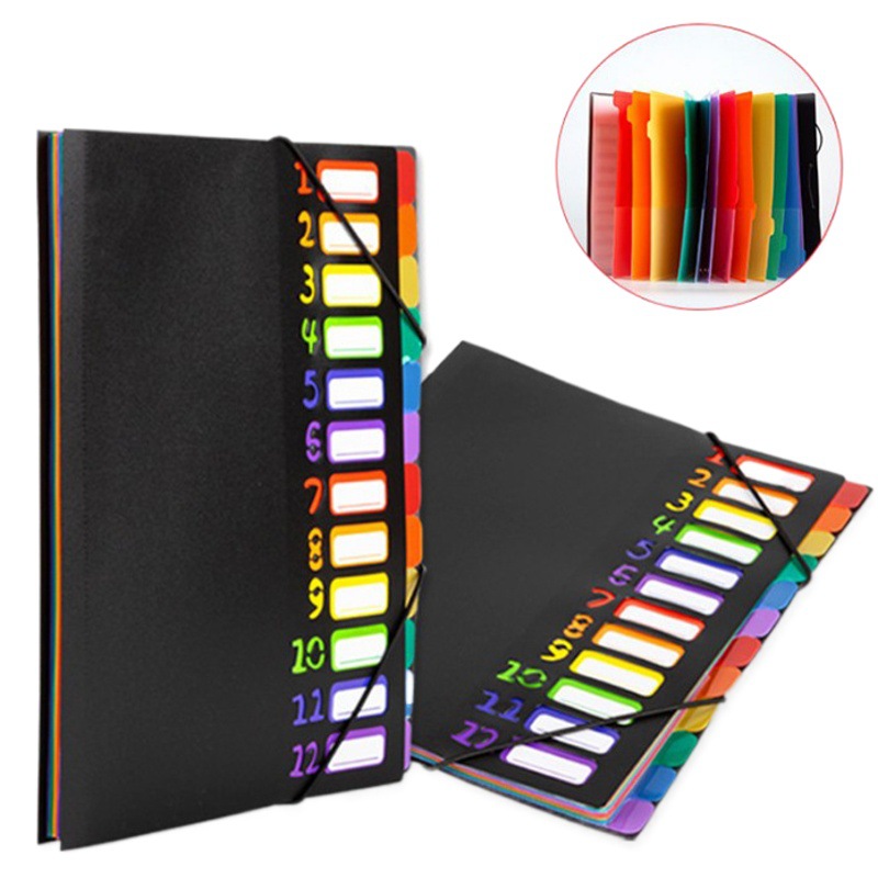 Multi-layer a4 rainbow classification twine storage folder data book folder multi-layer thickened office learning cross-border exclusive