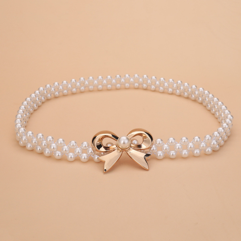 Fragrant Style Waist Chain Women's Sweater Skirt Decorative dress Tight Waist Accessories All-match High-end Pearl Thin Belt