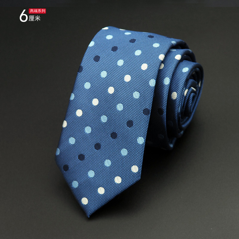 Picture of Men's Tie Korean Style Casual Polyester Silk Narrow Business Fashion Groom Wedding 6cm Small Tie