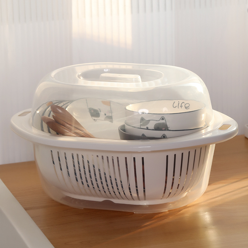 Picture of Japanese-Style Double-Layer Draining Basket Large Dishwashing Basket Kitchen High-Value Vegetable and Fruit Washing Basin Fruit and Vegetable Draining Basin