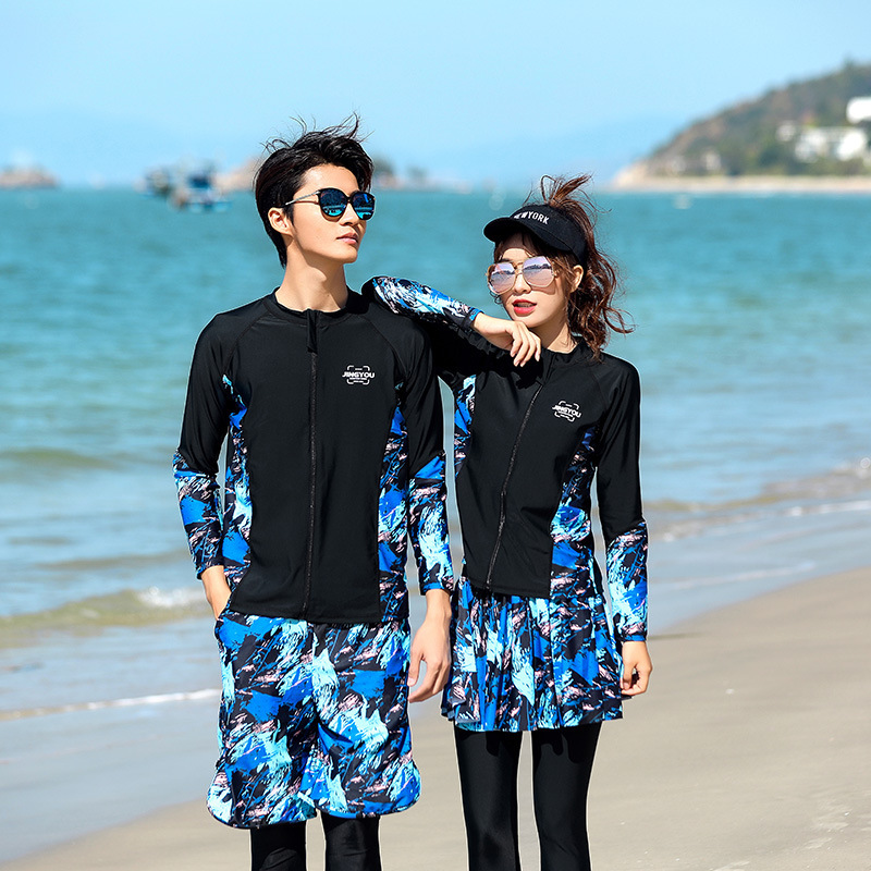 2020 South Korea diving suit female couple swimsuit suit long sleeve sun protection jellyfish clothing slimming men's surfing suit snorkeling